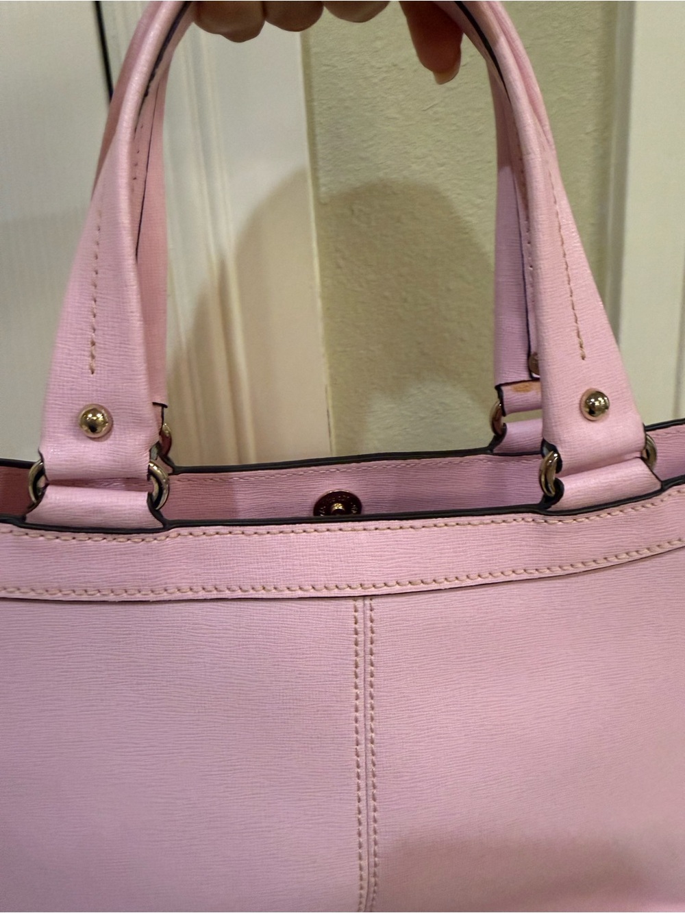 Dooney & Bourke Sara Pink Saffiano Shoulder Tote with Gold Hardware - Picture 10 of 12